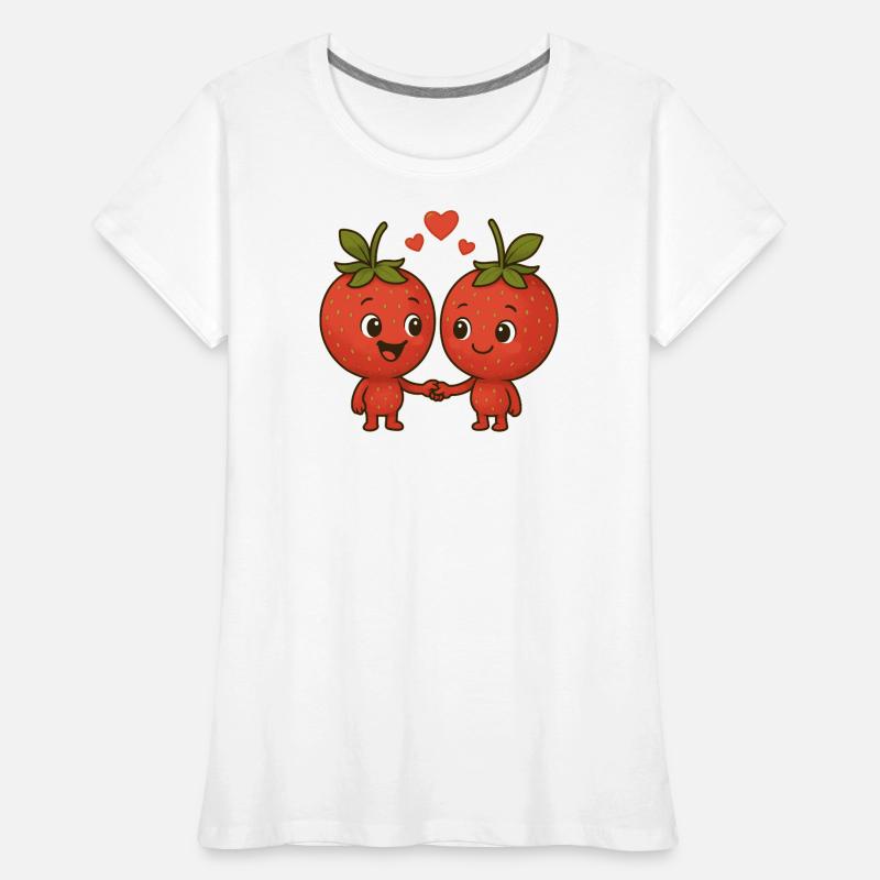 Fraises avec cœurs T-shirt bio Premium Femme