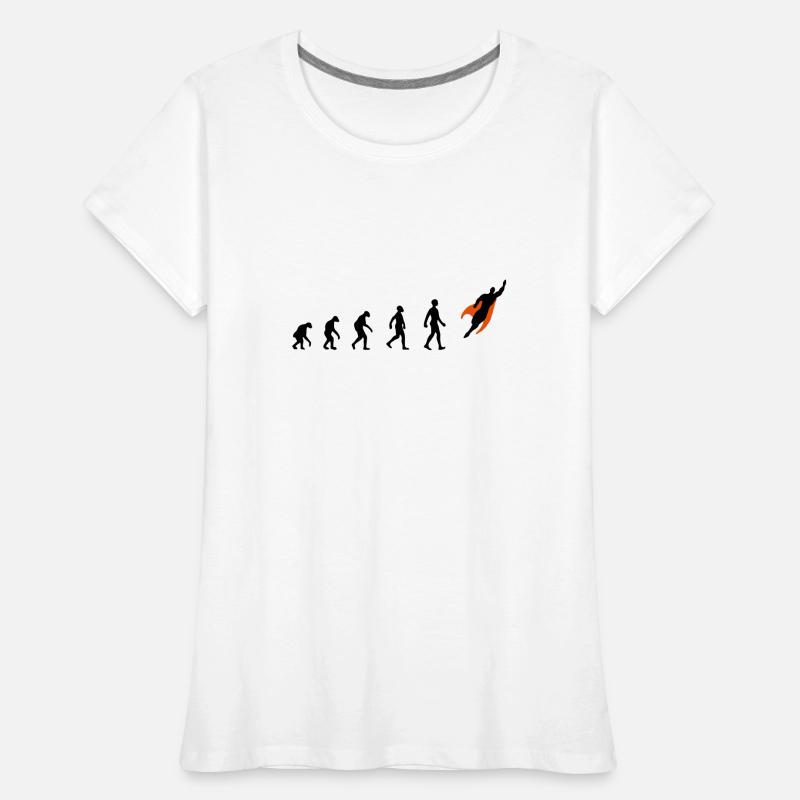 Evolution, super, held, Superhelden, darwin, Frauen Premium Bio T-Shirt