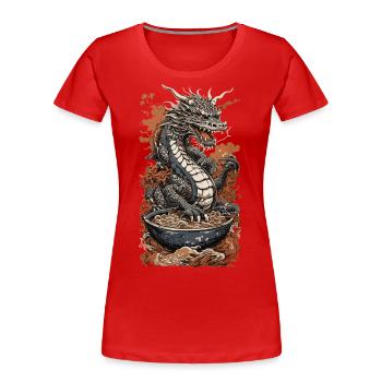 Drache im Ukiyo-E Stil & Ramen Nudel Suppe - Frauen Premium Bio T-Shirt -  - Vorne - Mia (176cm)