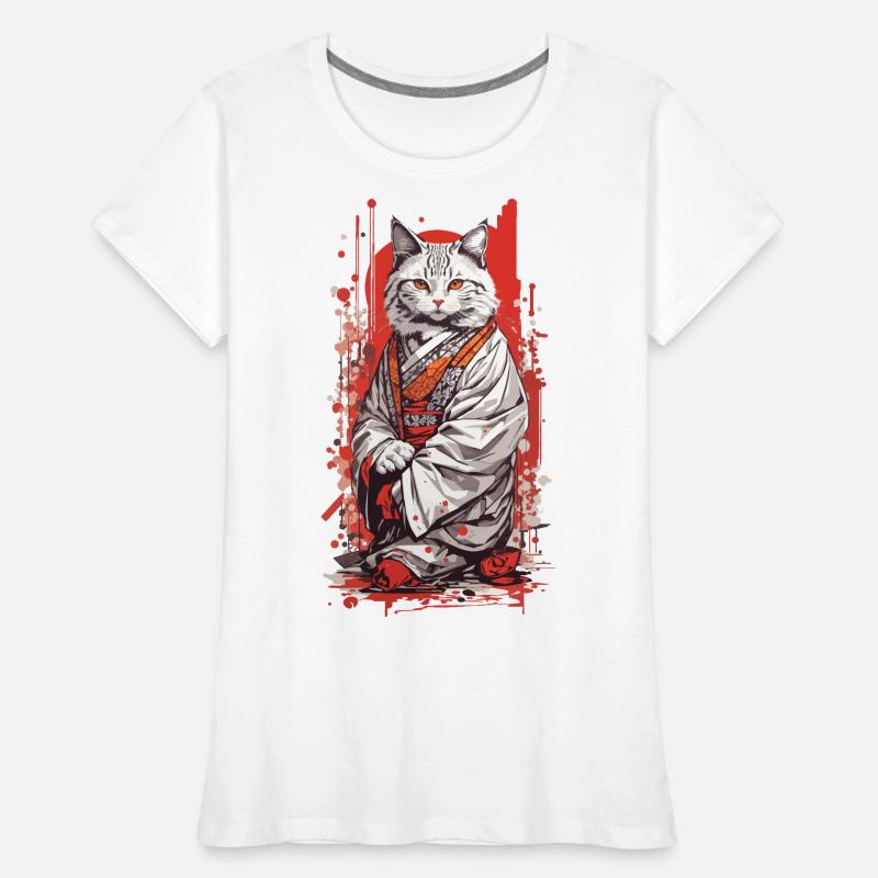Kimono Japonais Chat Style Ukiyo-E T-shirt bio Premium Femme