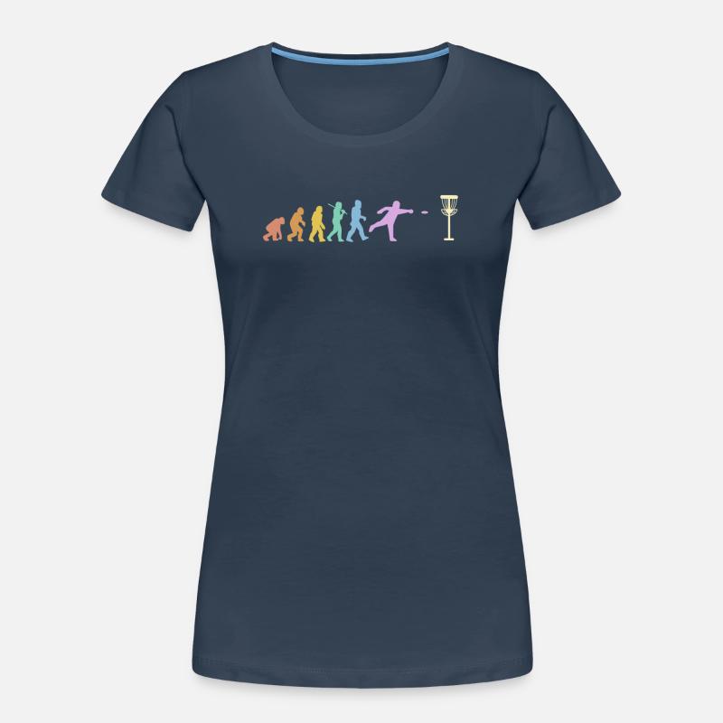 Discgolf Evolution Disc Golf Discgolfer T-shirt bio Premium Femme