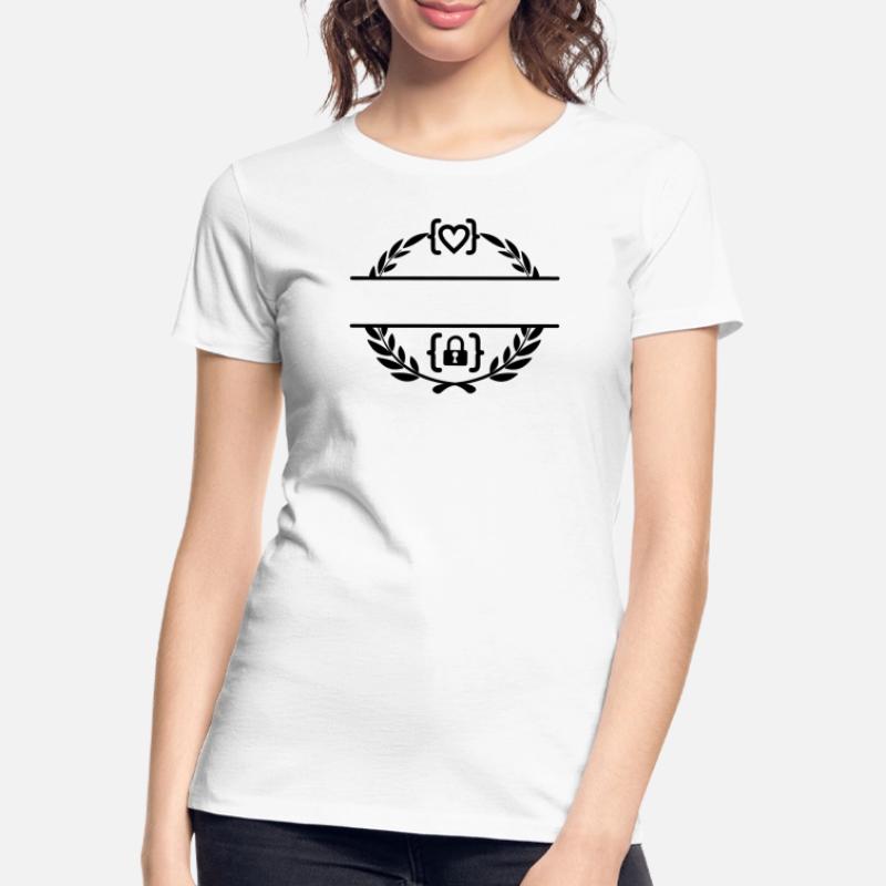 Code avec cœur et code avec cadenas couronne de laurier m T-shirt bio Premium Femme