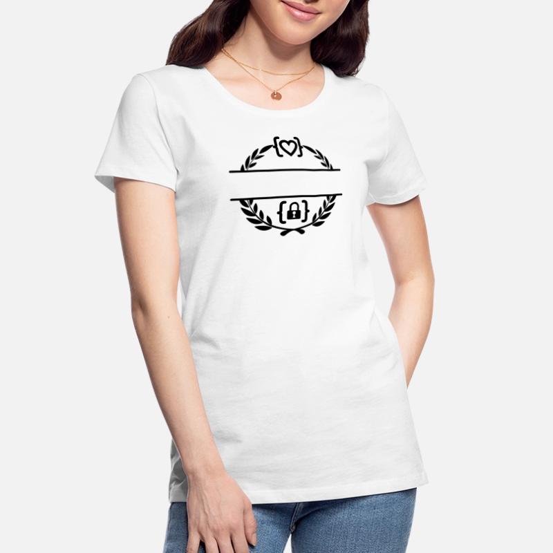 Code avec cœur et code avec cadenas couronne de laurier m T-shirt bio Premium Femme