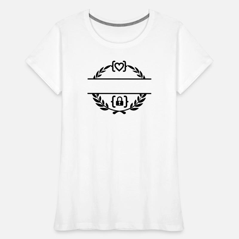 Code avec cœur et code avec cadenas couronne de laurier m T-shirt bio Premium Femme