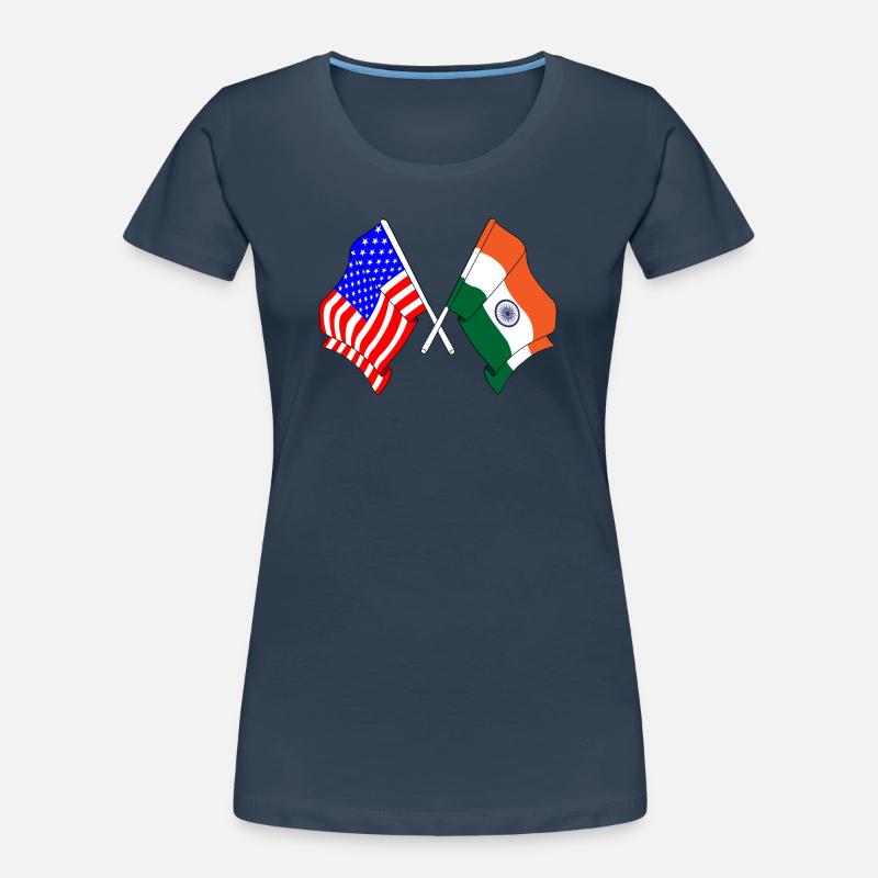 Drapeau des États-Unis et drapeau de l’Inde T-shirt bio Premium Femme