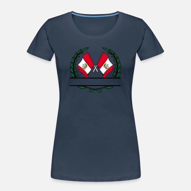 Drapeaux Pérou bannière couronne de laurier T-shirt bio Premium Femme