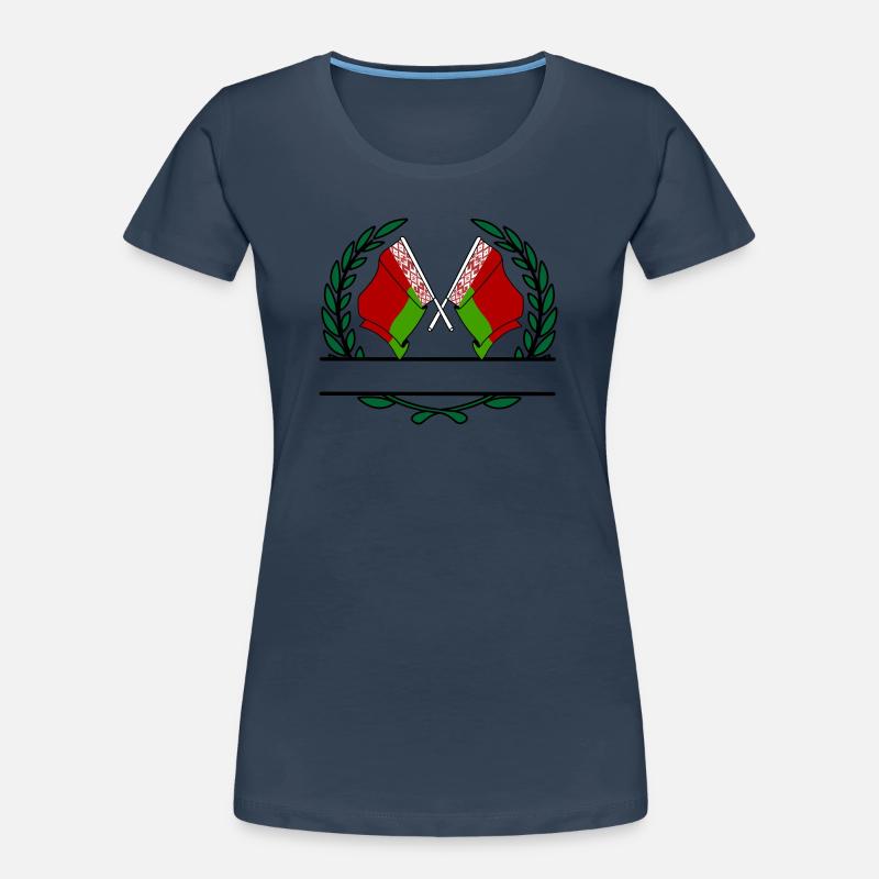 Drapeaux Biélorussie couronne de laurier bannière T-shirt bio Premium Femme