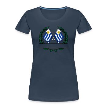 Fahnen Uruguay Lorbeerkranz Banner - Frauen Premium Bio T-Shirt -  - Vorne - Mia (176cm)