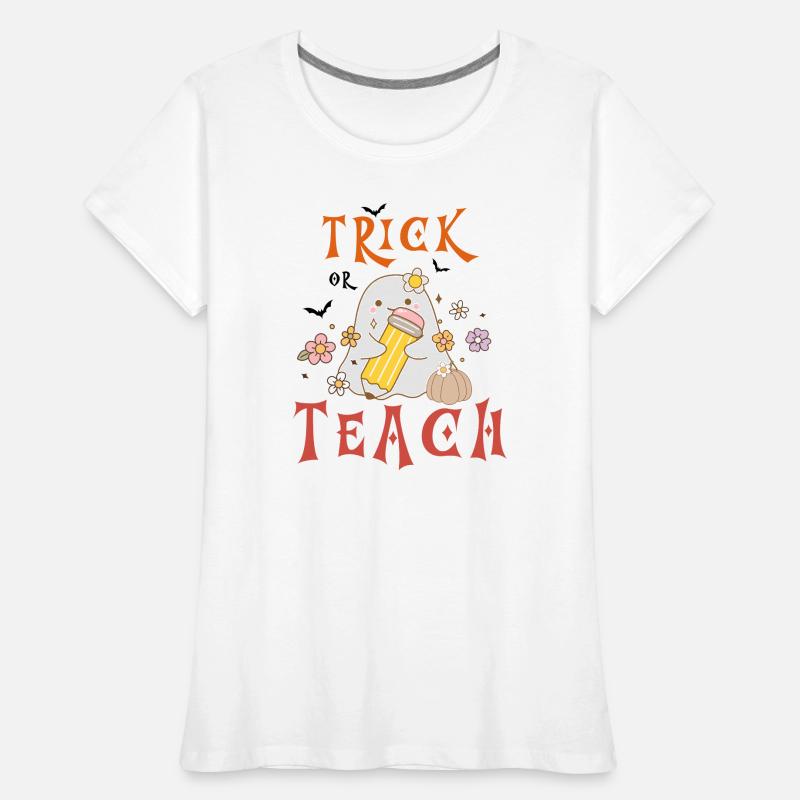 Halloween-Lehrer austricksen oder unterrichten Frauen Premium Bio T-Shirt