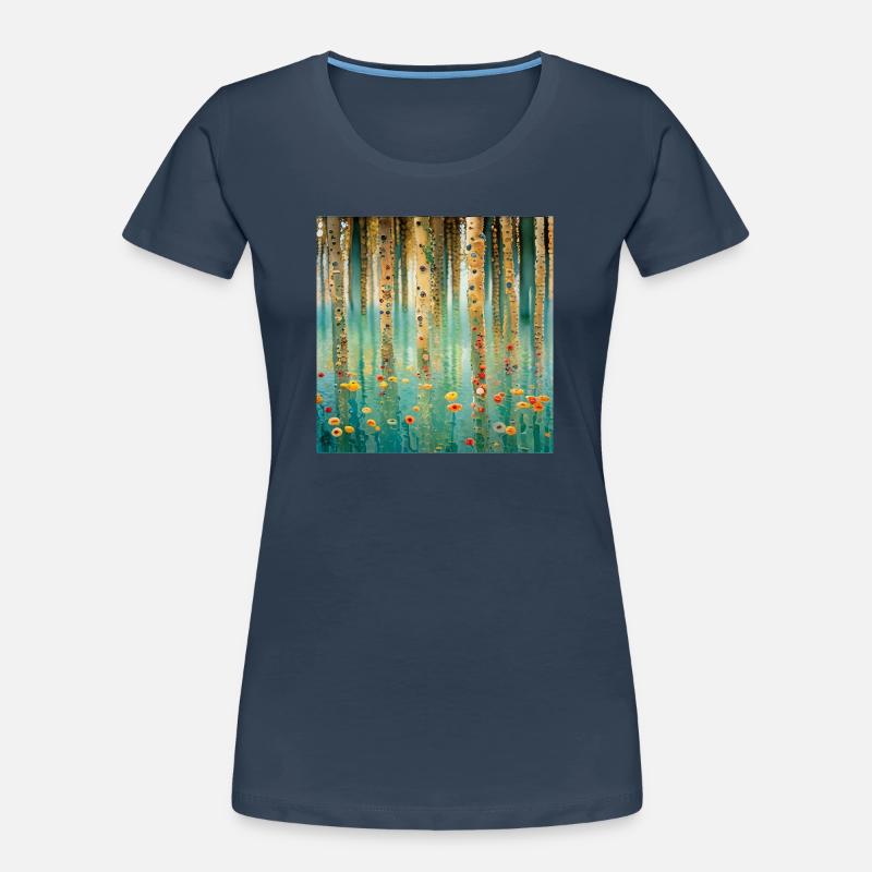 Forêt abstraite de fleurs et reflets T-shirt bio Premium Femme