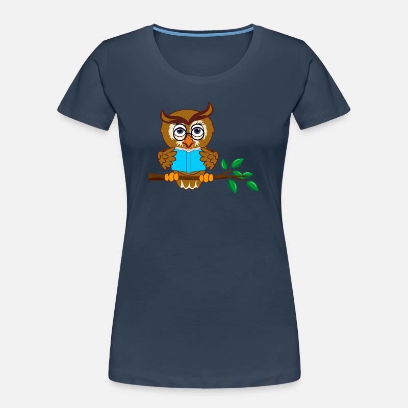 Ast Eule mit blauem Buch Frauen Premium Bio T-Shirt