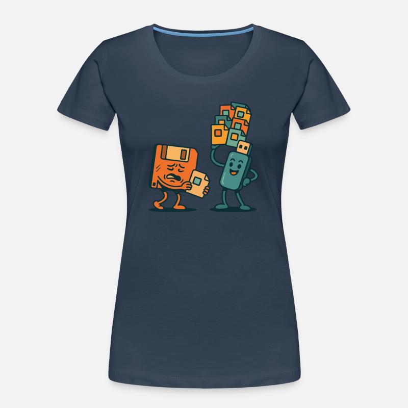 Diskette vs. USB-Laufwerk Retro Tech Sarkasmus Frauen Premium Bio T-Shirt