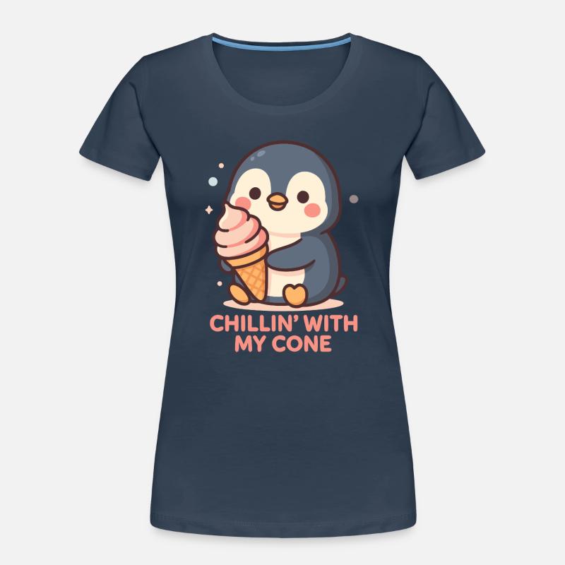 Pingouin mignon avec un design de cornet de glace T-shirt bio Premium Femme