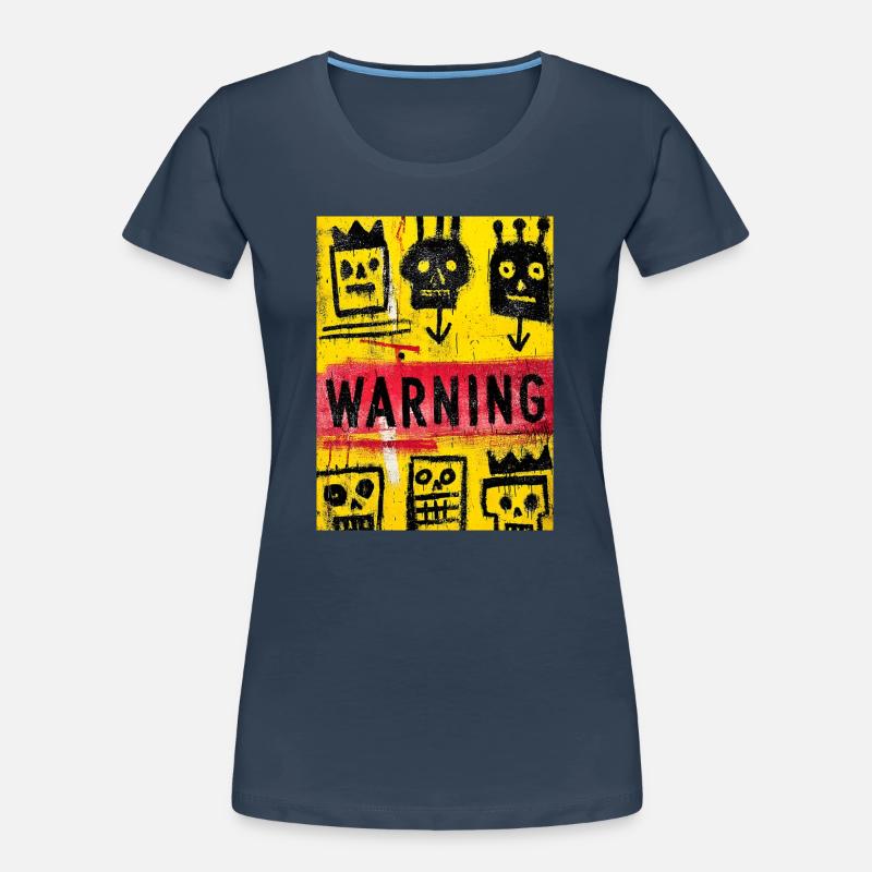 Expressionist Skull Art with Warning Message T-shirt bio Premium Femme