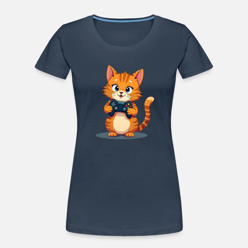 Kätzchen mit Spielecontroller Frauen Premium Bio T-Shirt