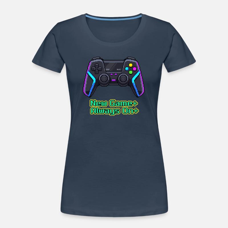 Neon Pixel Controller New Game Plus Women's Premium Organic T-Shirt