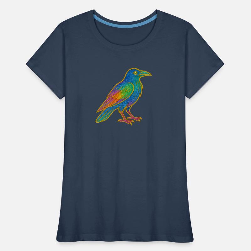 Conception de patch de corbeau arc-en-ciel T-shirt bio Premium Femme