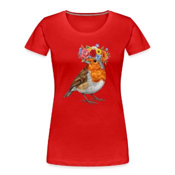Floral Crown Robin - Women's Premium Organic T-Shirt -  - Front - Mia (176cm)