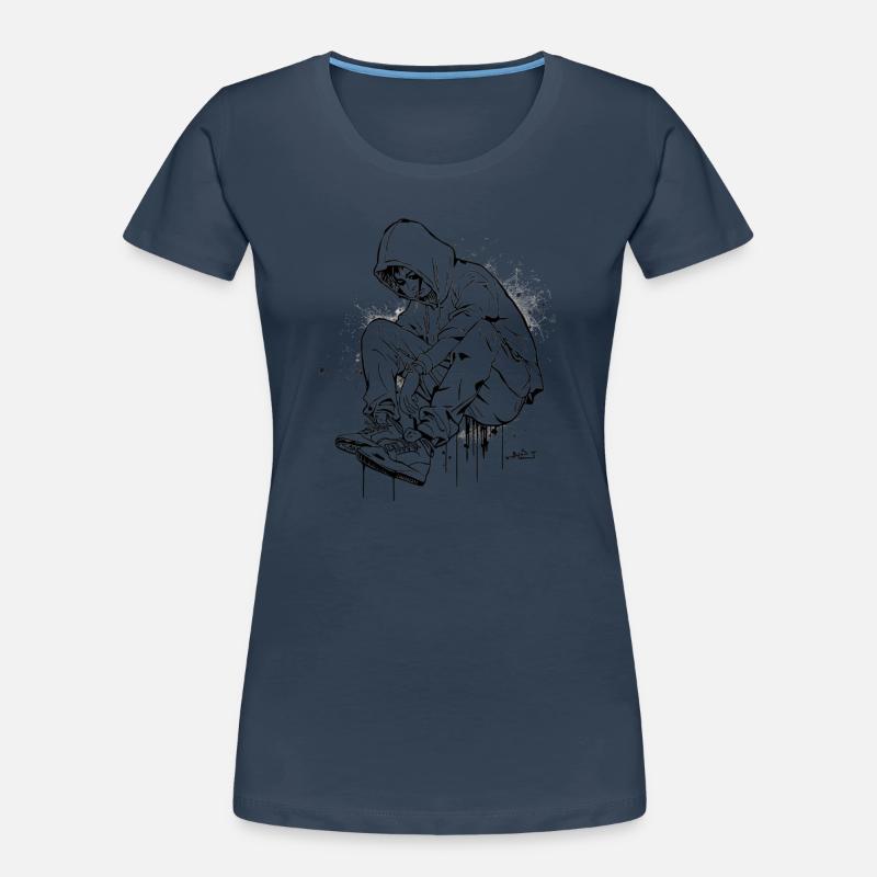 Silhouette Kapuzenpullover Graffiti Frauen Premium Bio T-Shirt