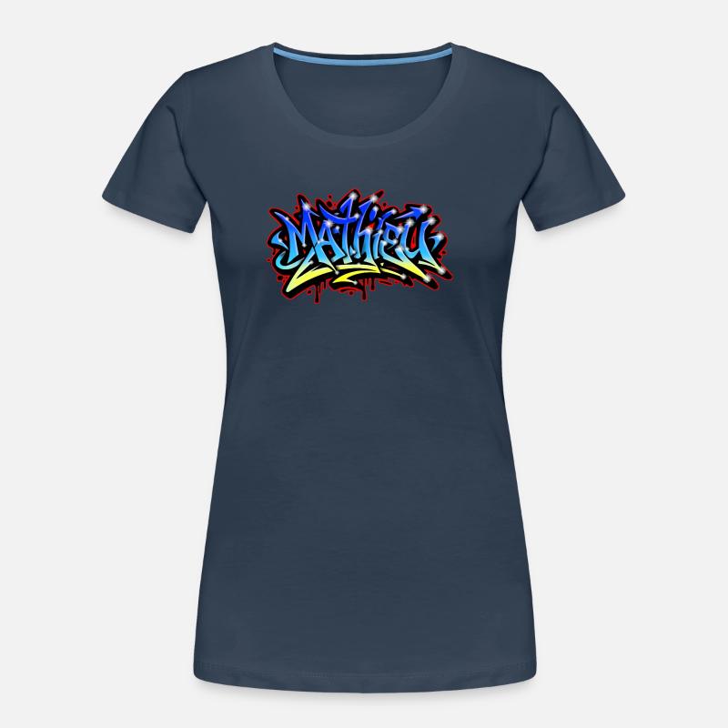 Mathieu Graffiti imprimable bleu jaune T-shirt bio Premium Femme