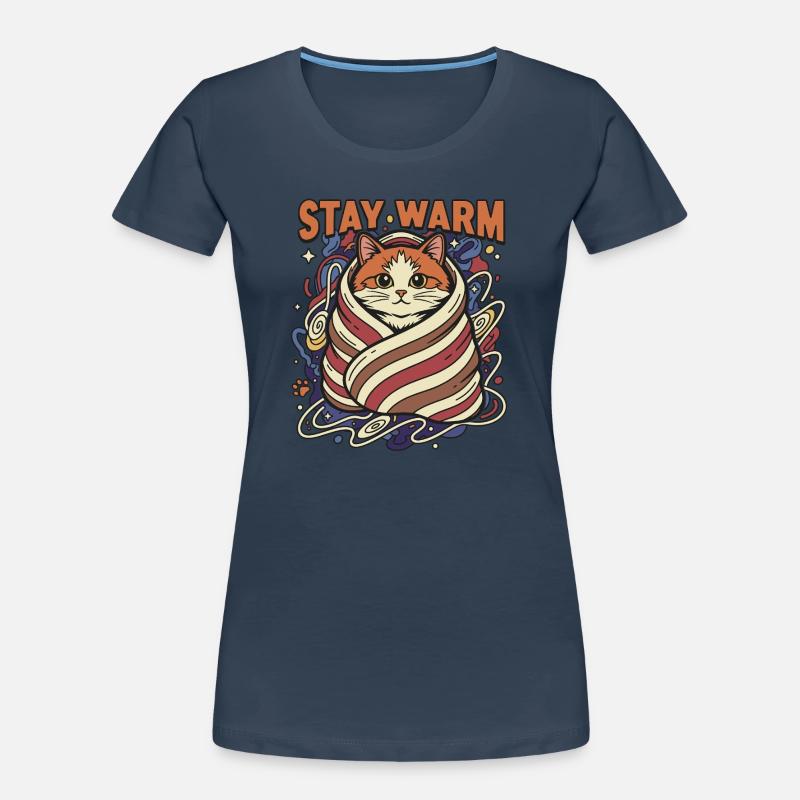 Restez au chaud : chat de l’espace en écharpe T-shirt bio Premium Femme