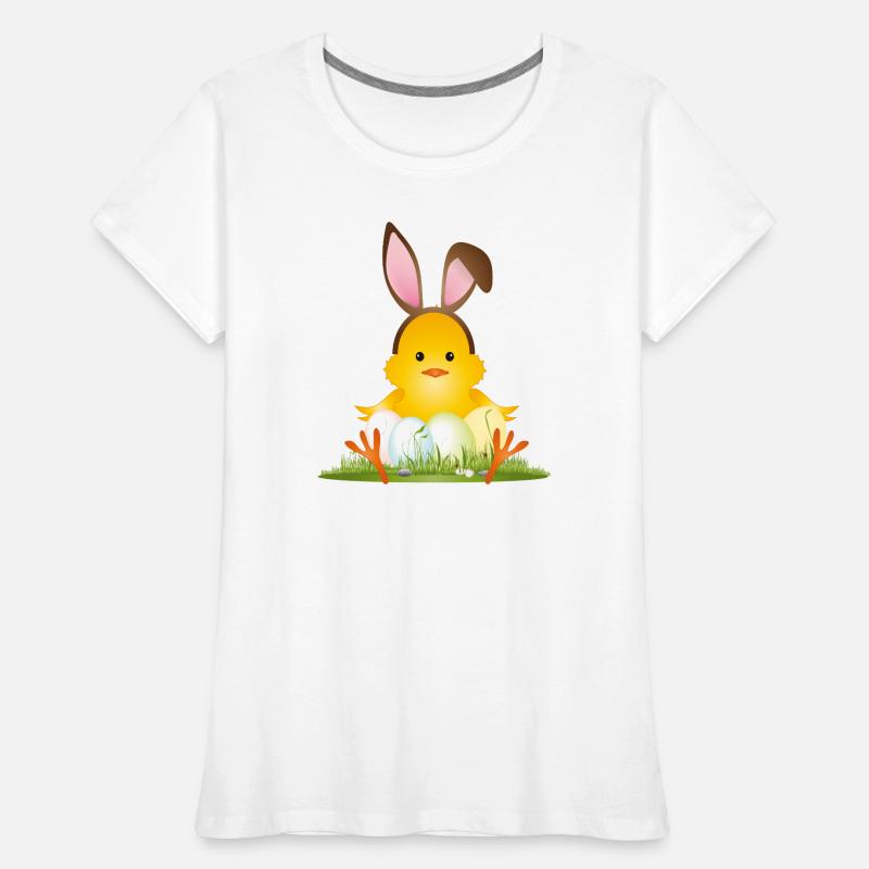 Cute Easter chick with bunny ears & Easter eggs Women's Premium Organic T-Shirt