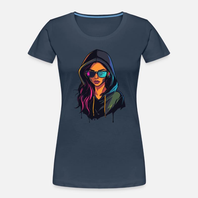 Hacker Programmer Developer Woman Portrait Women's Premium Organic T-Shirt