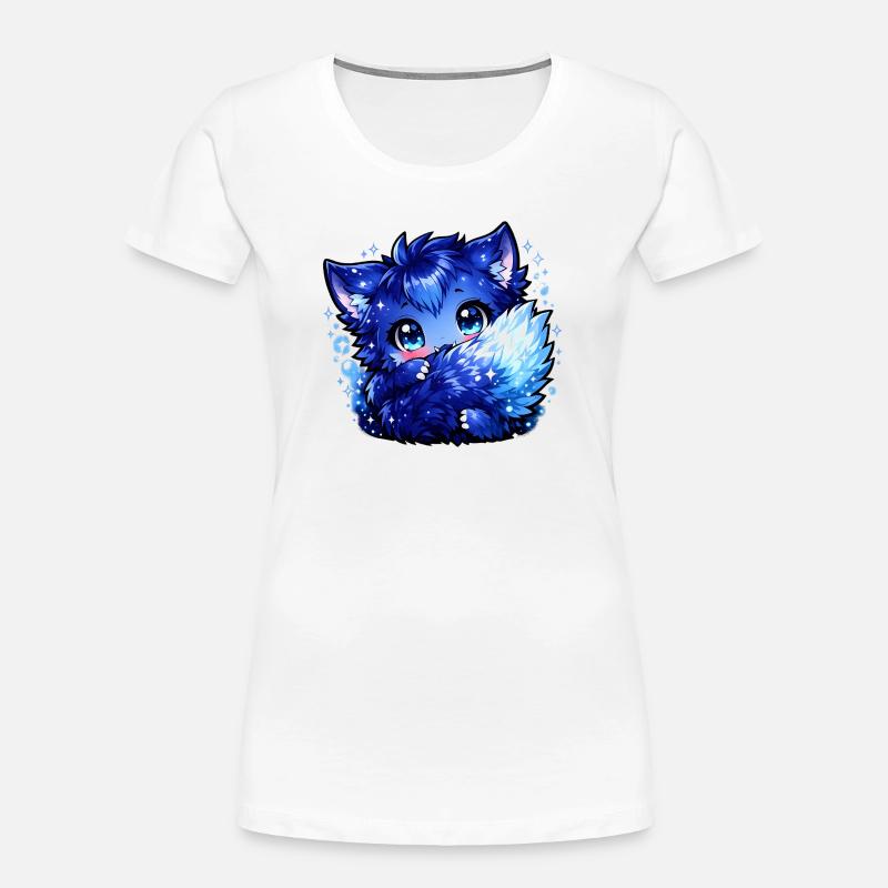 Blauer Eisfuchs Chibi-Design - Women's Premium Organic T-Shirt - white