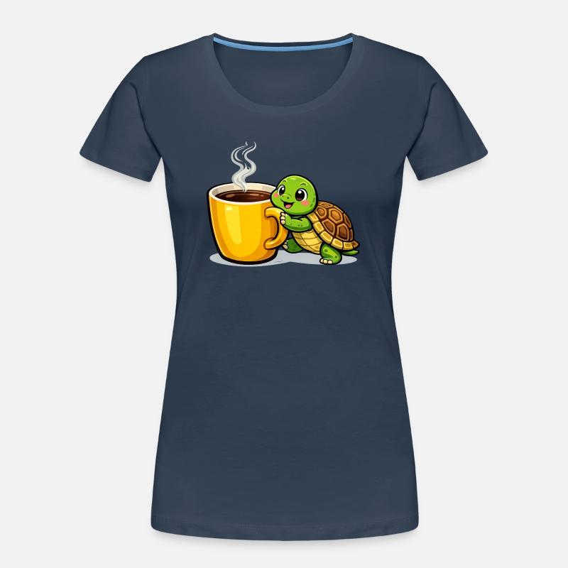 Kaffeeturtle mit dampfendem Becher Frauen Premium Bio T-Shirt