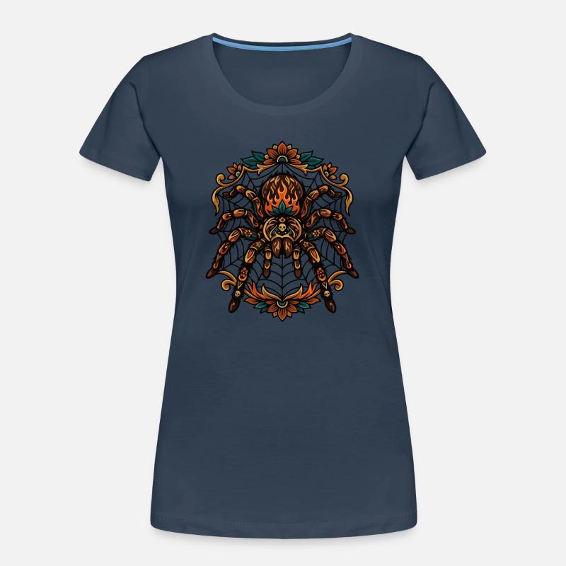 Tarantula Fire Flames Spider Web Pattern Motif Women's Premium Organic T-Shirt