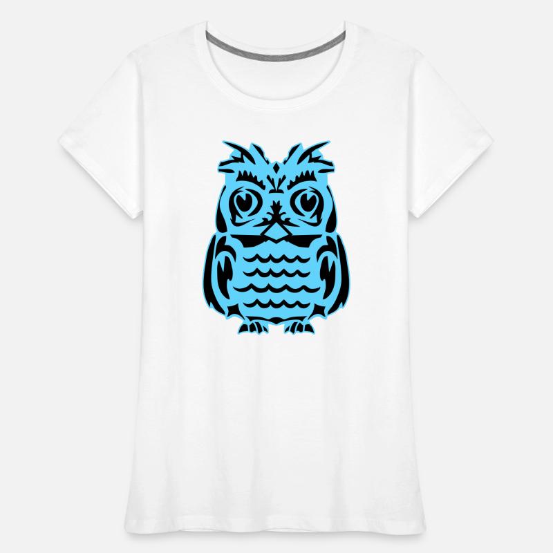 Lichtblaue abstrakte Eule Frauen Premium Bio T-Shirt