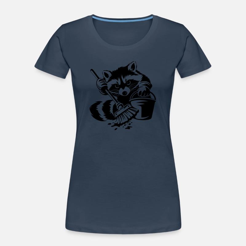 Waschbär mit Eimer & Mopp Frauen Premium Bio T-Shirt