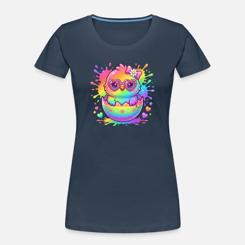 Easter Cute Colorful Rainbow Easter Chick Women's Premium Organic T-Shirt