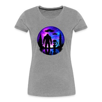 Alien Bigfoot UFO Sasquatch Believers Raumschiff - Frauen Premium Bio T-Shirt -  - Vorne - Mia (176cm)