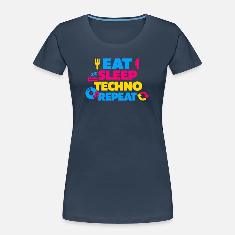 Eat Sleep Techno Repeat Farbexplosion Frauen Premium Bio T-Shirt