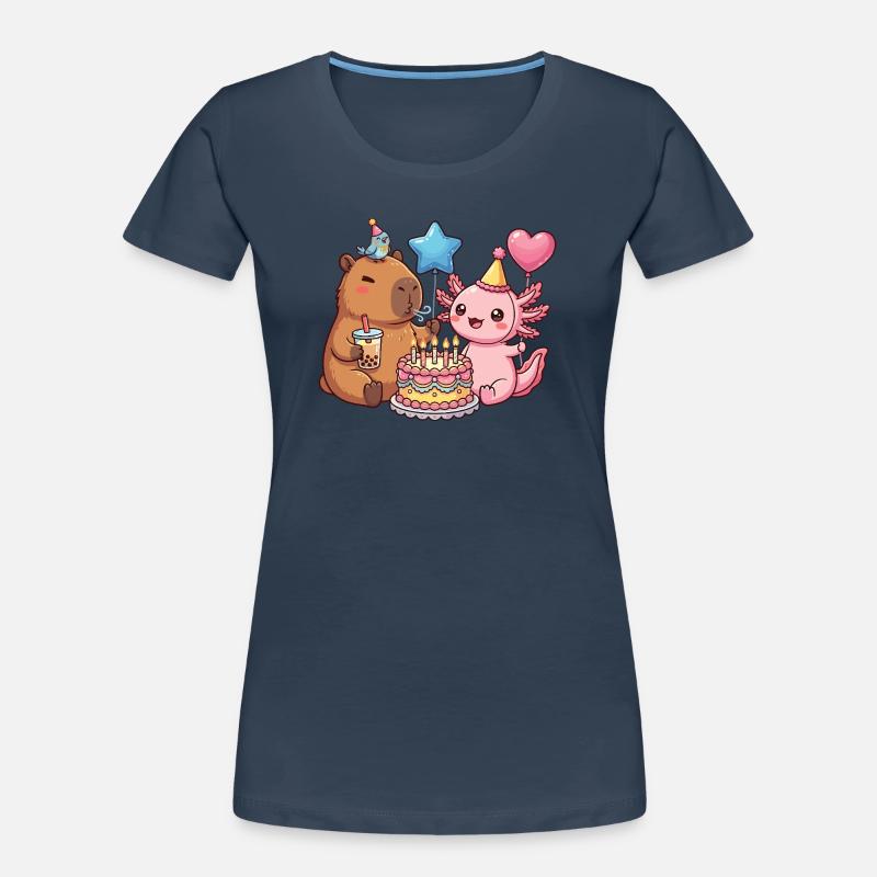 Capybara Axolotl Vogel Geburtstagsparty Frauen Premium Bio T-Shirt