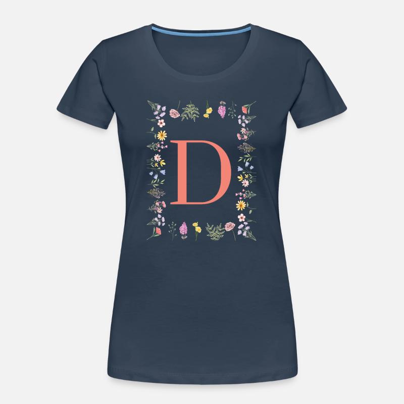 Florale Initialen "D", Buchstaben Monogramm  Frauen Premium Bio T-Shirt