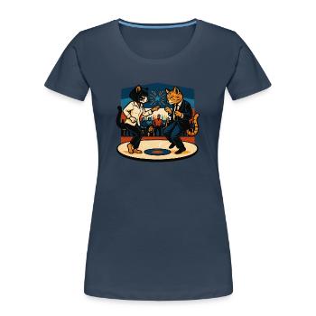 Zwei Retro-Katzen tanzen – Vintage Stil - Frauen Premium Bio T-Shirt -  - Vorne - Mia (176cm)
