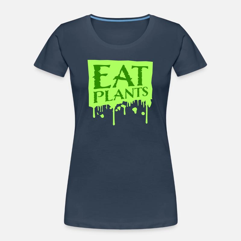 Eat Plants Funny Vegan Vegetarian Statement Logo Women's Premium Organic T-Shirt