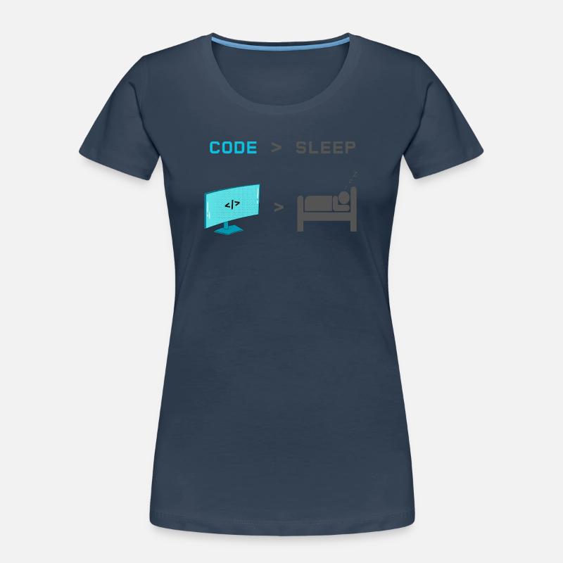 Code vs Veille : codeur en mode veille - T-shirt bio Premium Femme - 