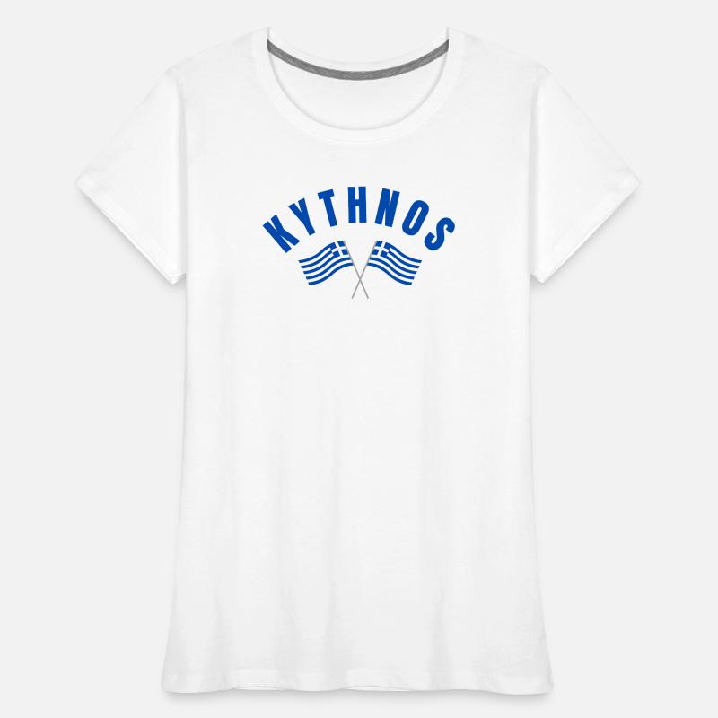 Drapeaux grecs de Kythnos T-shirt bio Premium Femme