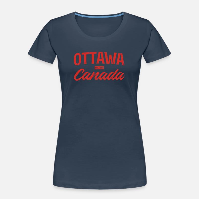 Ottawa Canada Retro Script Rouge T-shirt bio Premium Femme