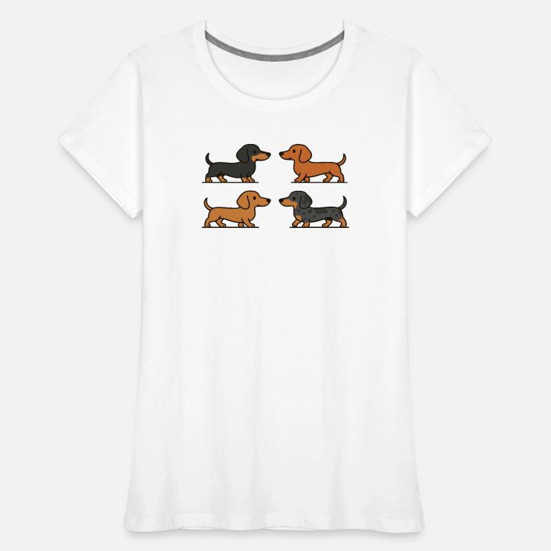 Mignons teckels en variations de couleur T-shirt bio Premium Femme