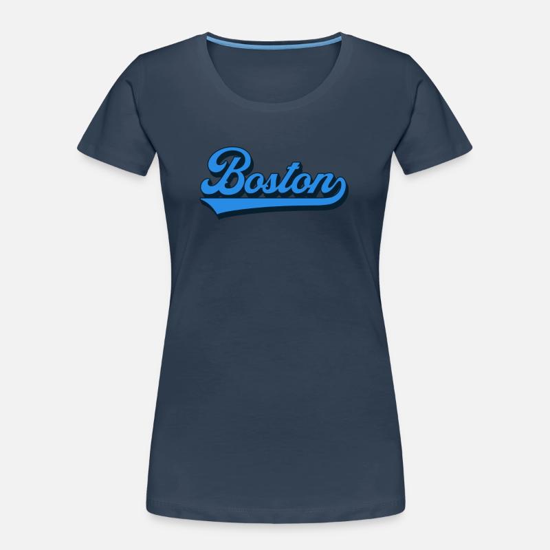 Boston Blau Script Retro Frauen Premium Bio T-Shirt