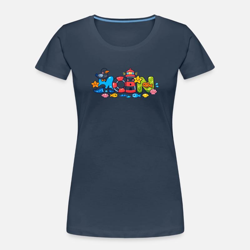 MOIN Möwe Leuchtturm Maritim Bunt Frauen Premium Bio T-Shirt