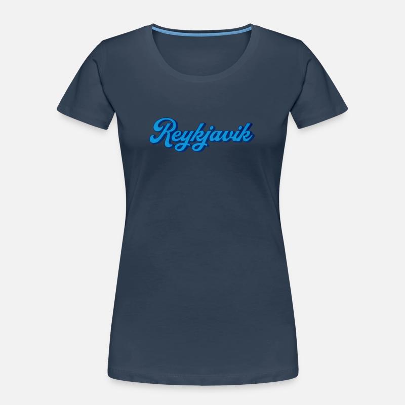Reykjavik Blau Script Logo Frauen Premium Bio T-Shirt