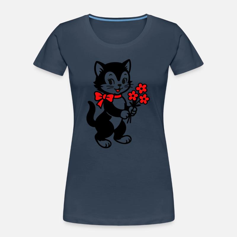 Chat noir avec ruban rouge T-shirt bio Premium Femme