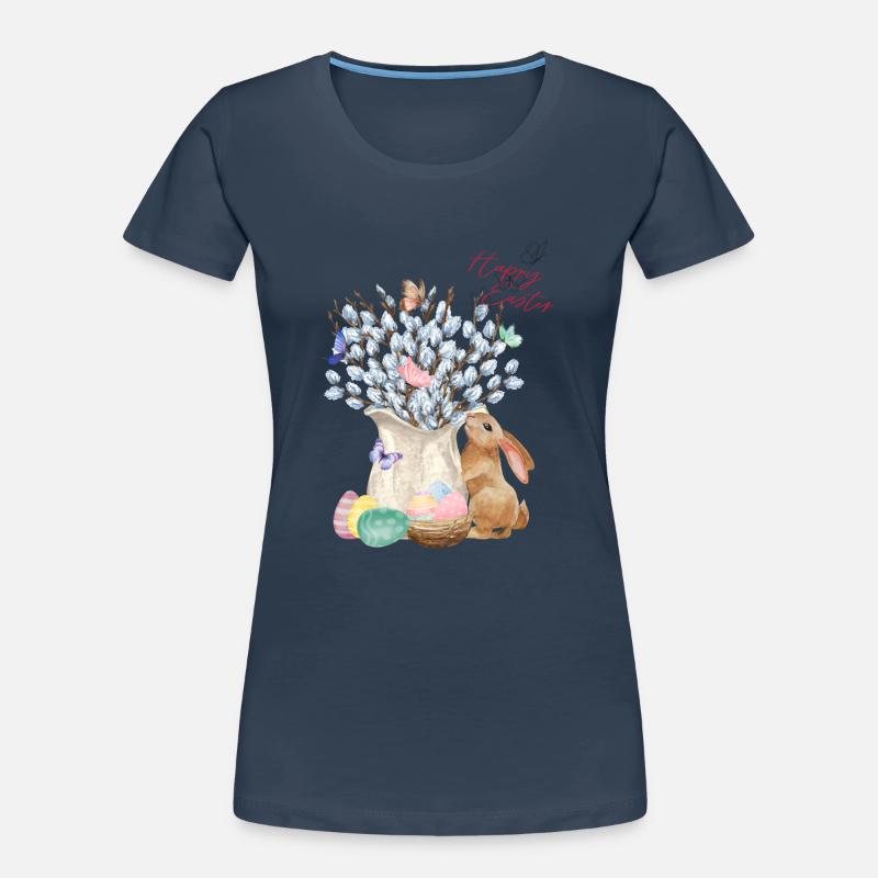 Happy Easter - Willow with Easter Eggs Women's Premium Organic T-Shirt