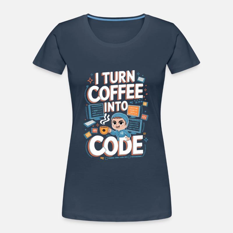 Café et Code – Conception de programmeur amusant T-shirt bio Premium Femme