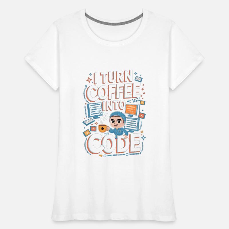 Kaffee und Code – Lustiges Programmierer Design Frauen Premium Bio T-Shirt